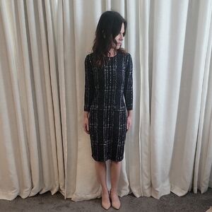 DKNY Black and White Long Sleeve Dress